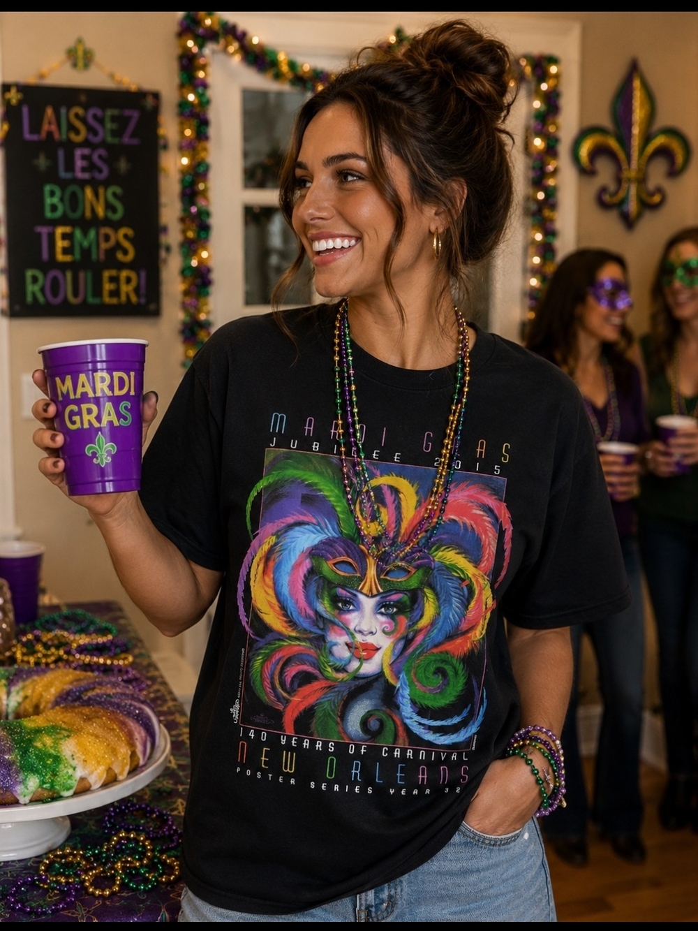 2015 Mardi Gras Jubilee New Orleans Graphic T-Shirt | Size Medium | Carnival